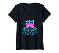 Women's Night Kings Gorillas Retrowave Synthwave 80s Alpha V-Neck T-Shirt