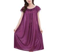Womens Night Lingerie,Embroidered Nightgowns,Womens Night Dress,Long Nightgown for Women UK,Womens Nightie,Women Nightwear,Short Sleeve,Boyfriend Baggy Pj Loungwear Sleepwear UK Size One Size