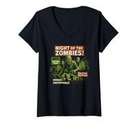Womens Night of The Zombies Movie Poster Vintage Halloween V-Neck T-Shirt