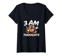 Women's Night Owl Overthinker 3 AM Thoughts Coffee V-Neck T-Shirt