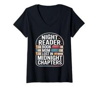 Women's Night Reader Book Mom Lost in Midnight Chapters V-Neck T-Shirt