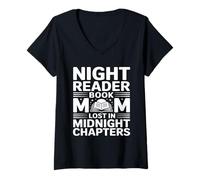 Women's Night Reader Book Mom Lost in Midnight Chapters V-Neck T-Shirt