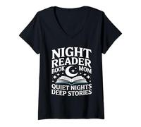 Women's Night Reader Book Mom Quiet Nights Deep Stories V-Neck T-Shirt