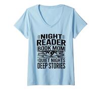Women's Night Reader Book Mom Quiet Nights Deep Stories V-Neck T-Shirt