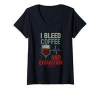 Women's Night Shift Life Late Night Worker Exhausted Night Owl Sleep V-Neck T-Shirt