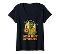 Womens Night Shift Never Ends V-Neck T-Shirt