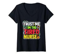 Women's Night Shift Nurse Tired Nurse RN Coffee Surviving Shift V-Neck T-Shirt