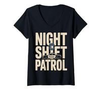 Women's Night Shift Patrol Police Officer Duty Squad V-Neck T-Shirt
