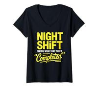 Women's Night Shift Worker Funny Third Shift V-Neck T-Shirt