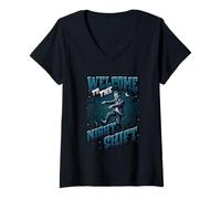 Women's Night Shift Worker Humor Welcome to The Night Shift V-Neck T-Shirt