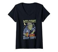 Women's Night Shift Worker Humor Welcome to The Night Shift V-Neck T-Shirt