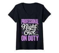 Women's Night Shift Worker Night Owl Third Shift V-Neck T-Shirt