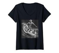 Womens Night Surfer Ultimate Beach Vibes V-Neck T-Shirt