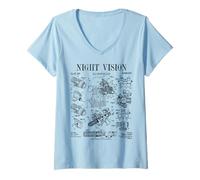 Womens Night Vision Vintage Military Optical Combat Sight Patent V-Neck T-Shirt