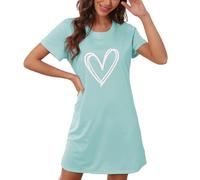 Women's Nightdress, Short Sleeve, Night Dress, Women's Short, Comfortable Underwear, Soft Sleep Shirts, Oversize Pyjama Dress, Short Sleeve Sleep Shirt, Soft Nightwear, Hearts Night Dress, Comfortable