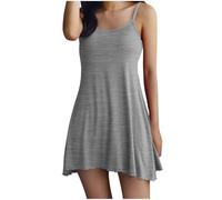 Womens Nightdress with Built in Bra Solid Color Spaghetti Strap Nighties Modal Cotton Hidden Support Nightgown Sleeveless Crew Neck Nightshirts Ladies Soft Comfy Nightwear Causal Loungewear