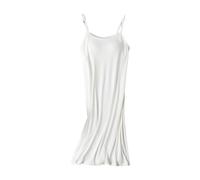 Women's Nightdress with Built in Bra Spaghetti Strap Backless Chemise Nighties Nightgown Ladies Full Slips Loose Sleepwear Summer Casual Nightwear Party Beachwear Sleepshirts White
