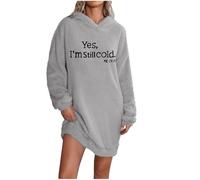 Womens Nightdress Yes I'm still COLD Me 24:7 Ladies Nighties Winter Short Nightgown For Women Long Sleeve Womens Nightshirts Hooded Sleepwear Fleece Nighties Warm Thickened Loungewear