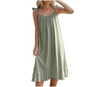 Women's Nightdresses & Nightshirts Strappy Tie Sleeveless Nighties for Women Medium Length Nightshirt U Neck Chemise Negligee Soft Pajamas Dress Lightweight Nightgown Plus Size Loose Nightwear