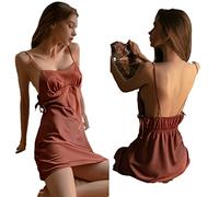 Women'S Nightdresses Nightshirts Women Sexy Sleepwear Satin Nightwear Lace Silk Lingerie Soft Backless Nightgown Summer Spaghetti Strap Pajama Home Clothes