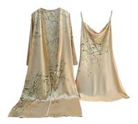 Womens Nightdresses Satin Silk Long Nightgowns 2 Pieces Pyjama Sets Sling Cami Nightdress Negligees Plain Robes Pajamas Sexy Nightie Nightwear Sleepwear Loungewear for Ladies UK Sale Clearance