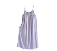 Womens Nightdresses Sleeveless Summer Mini Nighties Crewneck Spaghetti Strap Nightwear Modal Casual Loungewear Pleated Built In Bra Nightshirt Comfy Sleep Nightgowns Elegant Lounge Sleepwear Purple