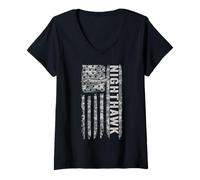 Women's Nighthawk American Flag Military Camo F117 V-Neck T-Shirt