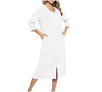 Womens Nighties Long - Luxurious And Comfortable Sleepwear Nightgown for Relaxing At Home Soft Wear Night Dress for Ladies Cozy Sleepshirt With Elegant Design (White L)