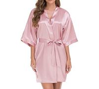 Womens Nighties Plus Size - S Short Kimono Robe Satin Bathrobe Bride Bridesmaids Getting Ready Sleepwear Soft Nightgown (Xl)