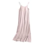 Women's Nightwear Nightdresses Spaghetti Strap Cotton Nighties Solid Color Nightdresses with Built in Bra Modal Ladies Nightshirts Strappy Womens Nightie Bamboo Nightwear Women Pink