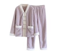 Womens Nightwear Pyjamas Set Women's Fleece Pyjama Sets Fluffy Pyjamas Women Pyjama Warm Two Piece Casual Women's Pjs Set Winter Sleepwear Soft Two Piece Loungewear Sets
