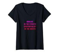Womens Nihilist In The Streets Existentialist In The Sheets V-Neck T-Shirt