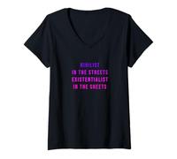 Womens Nihilist In The Streets Existentialist In The Sheets V-Neck T-Shirt