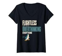 Women's Nihilist Penguin Existential Penguin Funny Gift V-Neck T-Shirt