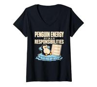 Women's Nihilist Penguin Existential Penguin Funny Gift V-Neck T-Shirt