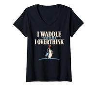 Women's Nihilist Penguin Existential Penguin Funny Gift V-Neck T-Shirt
