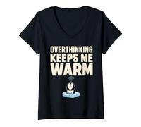 Women's Nihilist Penguin Existential Penguin Funny Gift V-Neck T-Shirt