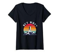 Women's Nihilist Penguin On Snow Mountains Vintage Sunset Funny V-Neck T-Shirt