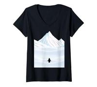 Women's Nihilist Penguin Walking Away Leaving Colony, But Why? V-Neck T-Shirt