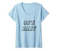 Womens Nineties Era Nostalgia Lover Retro Born 90s Baby Vibes V-Neck T-Shirt