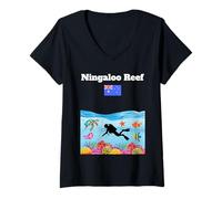 Womens Ningaloo Reef Corals Australian Flag Souvenir Scuba Diving V-Neck T-Shirt