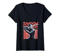 Womens Ninja Shadow Warrior V-Neck T-Shirt