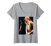 Women's Nirvana Kurt Cobain in Utero Tour by Phil Nicholls V-Neck T-Shirt