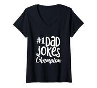 Women's No 1 Dad Jokes Champion V-Neck T-Shirt