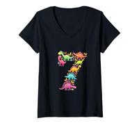Women's No. 7 Made of Dinosaurs V-Neck T-Shirt