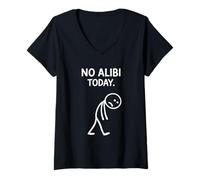Women's No Alibi Today Murder Mystery Dinner Detective Night Party V-Neck T-Shirt