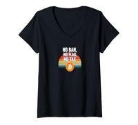 Womens No Ban No Flag No Tax freedom finance power bitcoin V-Neck T-Shirt