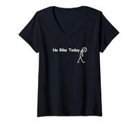 Womens No Bike Today Funny Motorbike Helmet Sad Day Motorcycle Gift V-Neck T-Shirt
