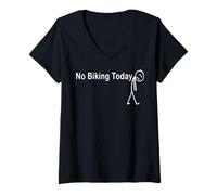 Womens No Biking Today Funny Cyclist Off Day Rest Ride V-Neck T-Shirt