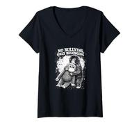 Women's No Bullying Only Belonging Monkey Hug V-Neck T-Shirt